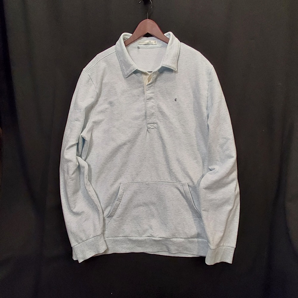 Criquet Mens XXL Light Blue Heathered Rugby Sweatshirt Kangaroo Pocket